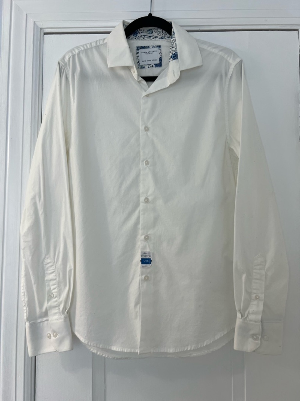 Denim & Flower Ricky Singh White Dress Shirt - Long Sleeve Button Front NWT Sz S